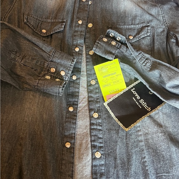 Love Stitch Black Denim Blouse - Picture 2 of 4